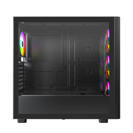 Кутия за компютър Montech Case ATX - XR Wood (B) - 4 x 120 mm ARGB Fans, Wood, USB-C, Black