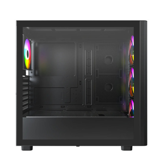 Кутия за компютър Montech Case ATX - XR Wood (B) - 4 x 120 mm ARGB Fans, Wood, USB-C, Black