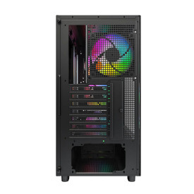Кутия за компютър Montech Case ATX - XR Wood (B) - 4 x 120 mm ARGB Fans, Wood, USB-C, Black
