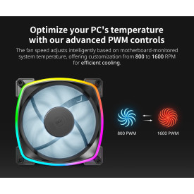 Вентилатор Montech AX120 PWM, Fan 120mm, ARGB, Black