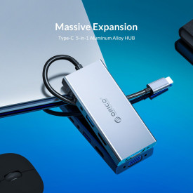 Докинг станция Orico Docking Station Type-C Power Distribution 60W - HDMI, Type-C x 1, USB3.0 x 1, VGA, Audio - MC-U501P