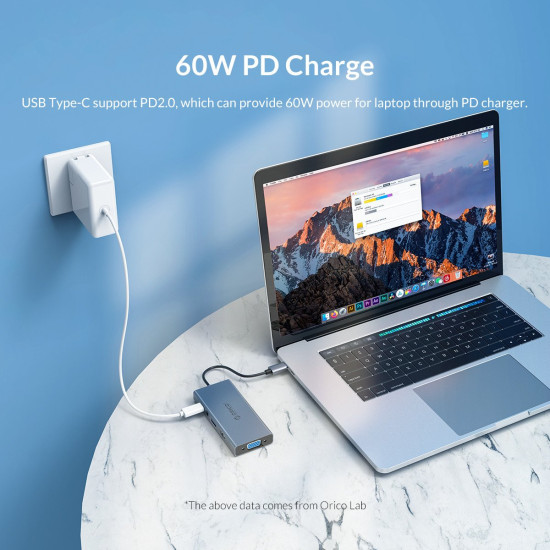 Докинг станция Orico Docking Station Type-C Power Distribution 60W - HDMI, Type-C x 1, USB3.0 x 1, VGA, Audio - MC-U501P