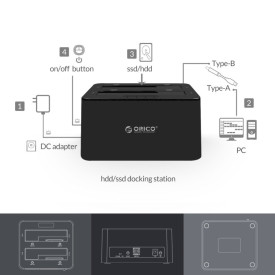Докинг станция Orico Storage - HDD/SSD Dock - 2 BAY Clone 2.5/3.5 USB3.0 - 6629US3-C