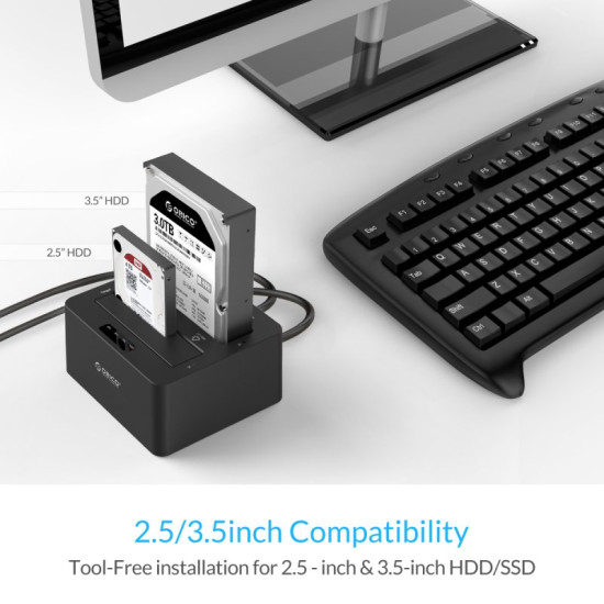 Докинг станция Orico Storage - HDD/SSD Dock - 2 BAY Clone 2.5/3.5 USB3.0 - 6629US3-C