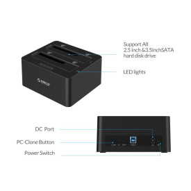 Докинг станция Orico Storage - HDD/SSD Dock - 2 BAY Clone 2.5/3.5 USB3.0 - 6629US3-C