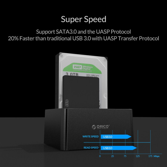 Докинг станция Orico Storage - HDD/SSD Dock - 2 BAY Clone 2.5/3.5 USB3.0 - 6629US3-C