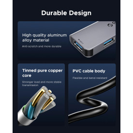USB хъб Orico HUB USB-C/USB-A 7 port - USB-C x 2, USB3.0 x 1, USB2.0 x 4, Aluminium - YSA7-U3-GY