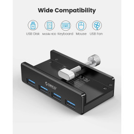 USB хъб Orico USB 3.0 HUB Clip Type 4 port, Black - MH4PU-BK