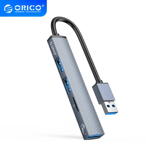USB хъб Orico USB3.0/2.0 HUB 3 port + card reader, Aluminum - AH-A12F-GY