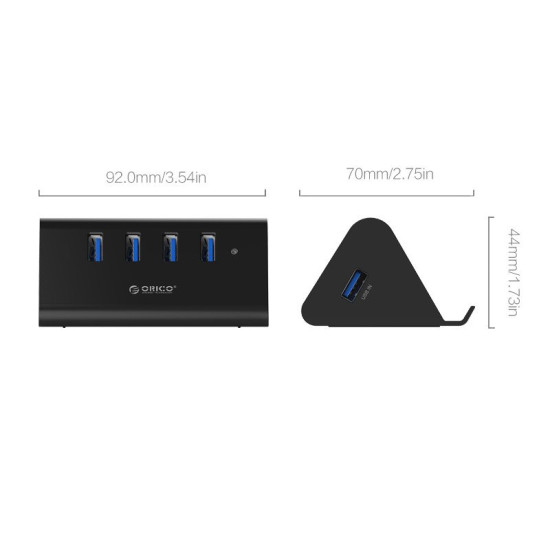 USB хъб Orico USB3.0 HUB 4 port, Black - SHC-U3