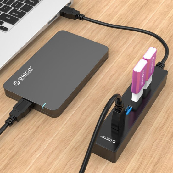 USB хъб Orico USB3.0 HUB 4 port black - W8PH4-U3-BK