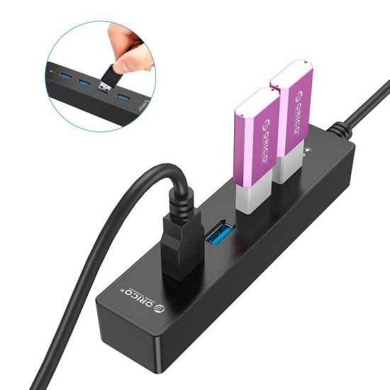 USB хъб Orico USB3.0 HUB 4 port black - W8PH4-U3-BK