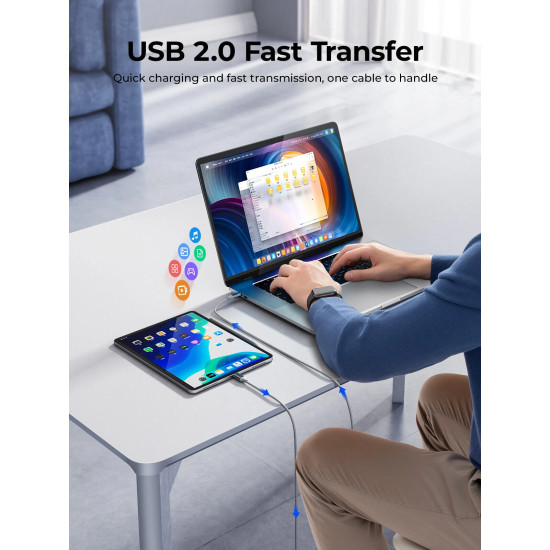 USB кабел Orico USB C-to-C PD 100W Charging 1.0m White - CDX-100CC-WH