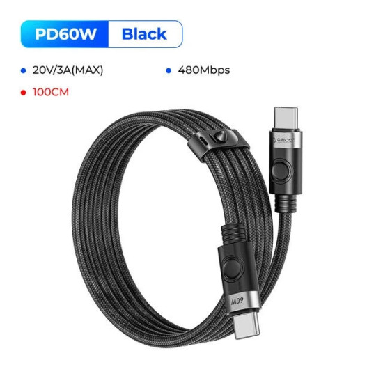 USB кабел Orico USB C-to-C PD 100W Charging 1.0m White - CDX-100CC-WH