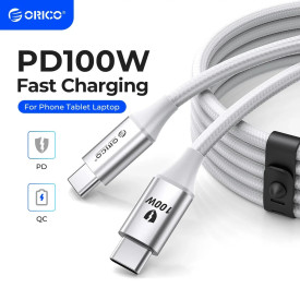 USB кабел Orico USB C-to-C PD 100W Charging 1.0m White - CDX-100CC-WH