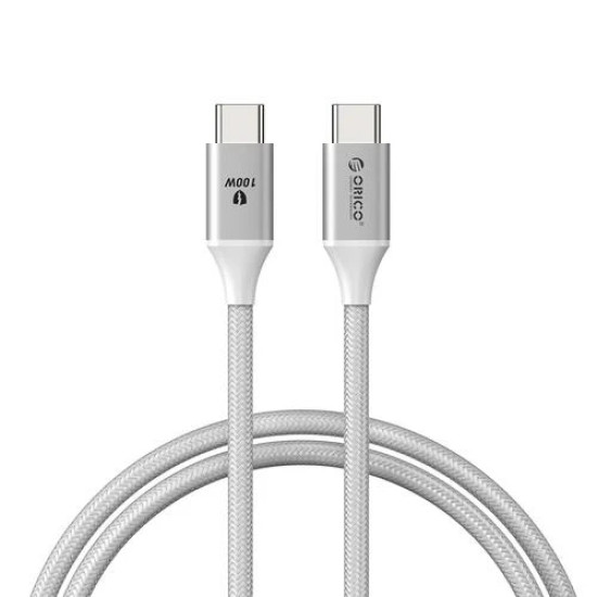 USB кабел Orico USB C-to-C PD 100W Charging 1.0m White - CDX-100CC-WH