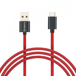USB кабел Orico USB2.0 Type A to Type-C - 5A Fast Charging, Kevlar Braided, 1m - KAC-10-RD