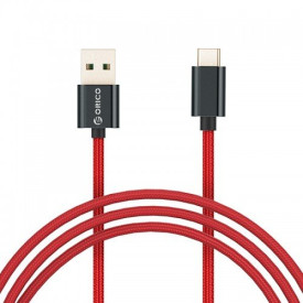 USB кабел Orico USB2.0 Type A to Type-C - 5A Fast Charging, Kevlar Braided, 1m - KAC-10-RD