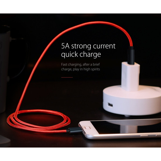 USB кабел Orico USB2.0 Type A to Type-C - 5A Fast Charging, Kevlar Braided, 1m - KAC-10-RD