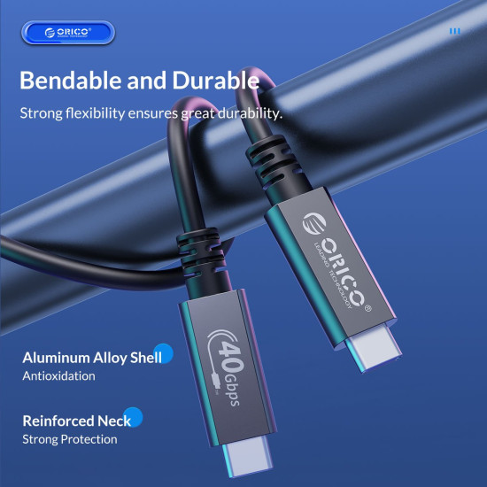 USB кабел Orico USB4.0 40Gbps M/M 0.5m Black PD100W - U4A05-BK