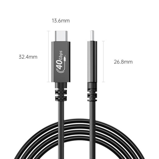 USB кабел Orico USB4.0 40Gbps M/M 0.5m Black PD100W - U4A05-BK