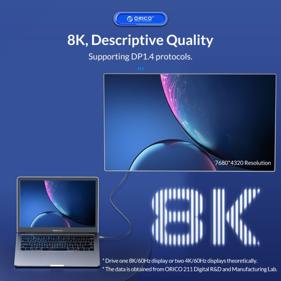 USB кабел Orico USB4.0 40Gbps M/M 0.5m Black PD100W - U4A05-BK