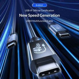 USB кабел Orico USB4.0 40Gbps M/M 0.5m Black PD100W - U4A05-BK
