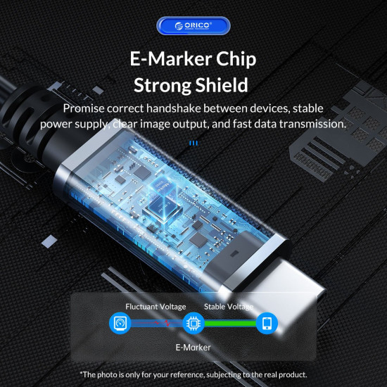USB кабел Orico USB4.0 40Gbps M/M 0.5m Black PD100W - U4A05-BK