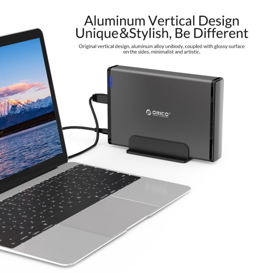 Кутия за диск Orico Storage - Case - 3.5 inch Vertical, USB3.0, Power adapter, UASP, black - 7688U3-BK