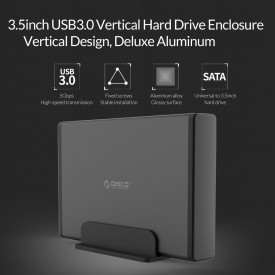 Кутия за диск Orico Storage - Case - 3.5 inch Vertical, USB3.0, Power adapter, UASP, black - 7688U3-BK