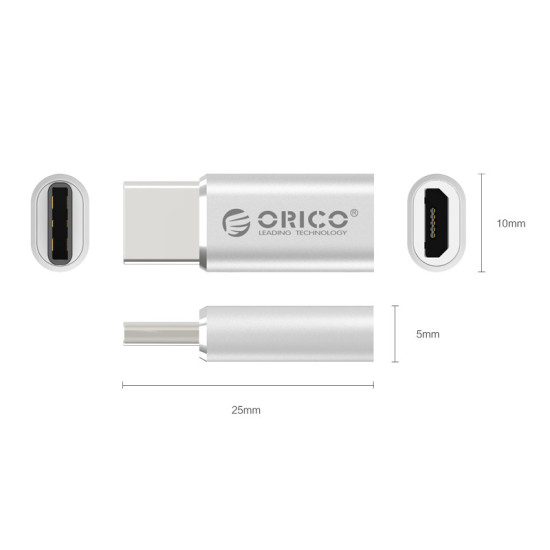 Преходник Orico Adapter Type C Male to Micro USB Female - CTM1-SV
