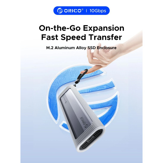 Външна кутия за диск Orico Storage - Case - M.2 NVMe M-key 10 Gbps, Silicone Protective Case, USB-C/A - AXM2-G2-V1-GY