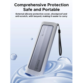 Външна кутия за диск Orico Storage - Case - M.2 NVMe M-key 10 Gbps, Silicone Protective Case, USB-C/A - AXM2-G2-V1-GY