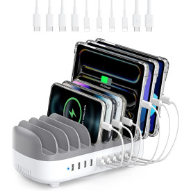 Зарядна станция Orico DUK-10P-EUWH, 220V, 10 x USB, 120W, White