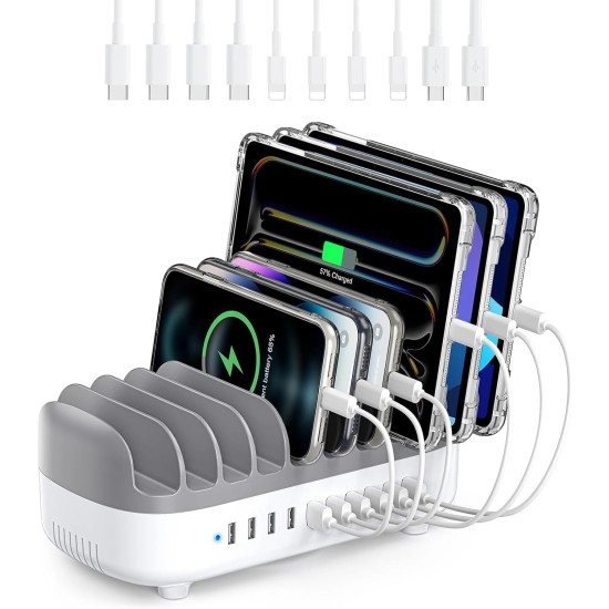 Зарядна станция Orico DUK-10P-EUWH, 220V, 10 x USB, 120W, White