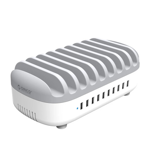 Зарядна станция Orico DUK-10P-EUWH, 220V, 10 x USB, 120W, White