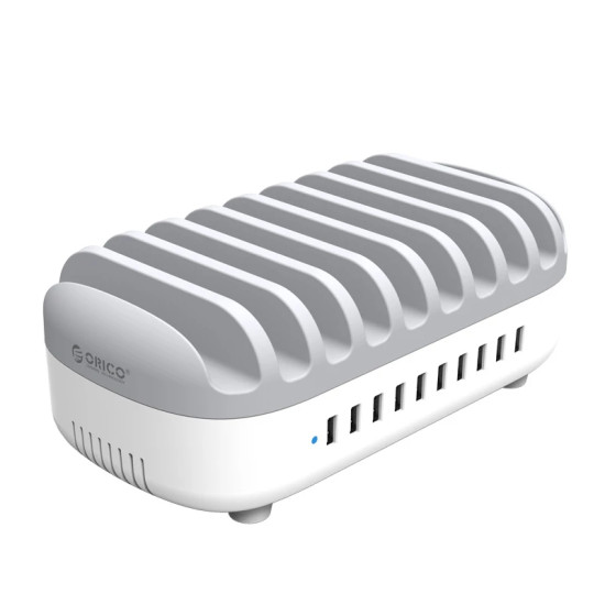 Зарядна станция Orico DUK-10P-EUWH, 220V, 10 x USB, 120W, White