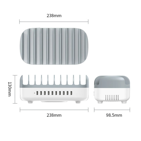 Зарядна станция Orico DUK-10P-EUWH, 220V, 10 x USB, 120W, White
