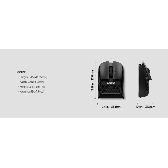 Безжична мишка Pulsar Wireless Gaming Mouse X2F Black [Pulsar LAB] - 8K, Black