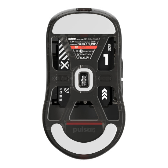 Безжична мишка Pulsar Wireless Gaming Mouse X2H Medium Clear Black [LTD 2000] - 1K