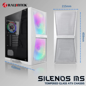 Кутия за компютър Raijintek SILENOS MS PRO  - 2 x 200 mm ARGB Fans, White