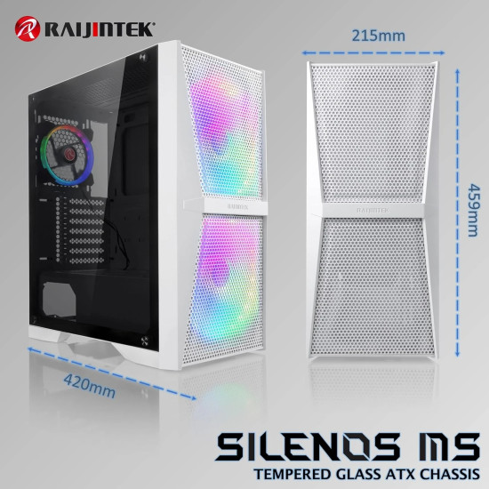 Кутия за компютър Raijintek SILENOS MS PRO  - 2 x 200 mm ARGB Fans, White
