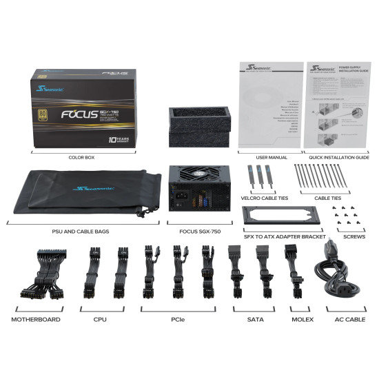Захранване Seasonic PSU SFX/ATX 750W Gold, Full Modular - FOCUS SGX-750 - SSR-750SGX