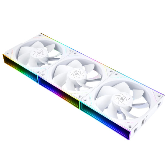 Комплект вентилатори Thermalright TL-M12QRW, 120 mm, Reverse Blade, 1500 RPM, Infinity Mirror, Daisy-Chain, A-RGB, 3 броя, White