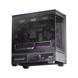 Кутия за компютър Thermalright Case mATX - TL-M10 Vision Black - 4 x 120 mm ARGB included, 9.16 inch LCD Display, USB-C