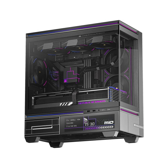 Кутия за компютър Thermalright Case mATX - TL-M10 Vision Black - 4 x 120 mm ARGB included, 9.16 inch LCD Display, USB-C