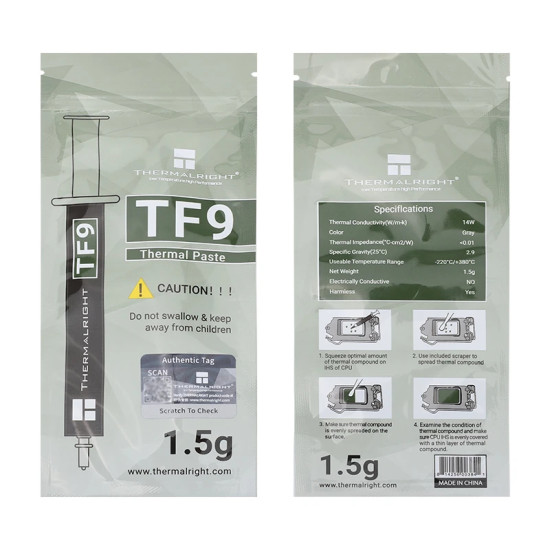 Термопаста Thermalright Thermal compound - TF9 1.5g - 14 W/mK