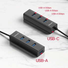 USB хъб Unitek USB3.0 HUB, 4 порта, 1.2m, AUX USB-C Power Input, Y-3089V01