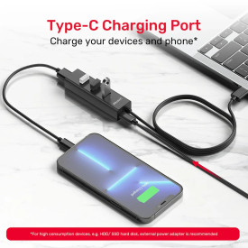 USB хъб Unitek USB3.0 HUB, 4 порта, 1.2m, AUX USB-C Power Input, Y-3089V01