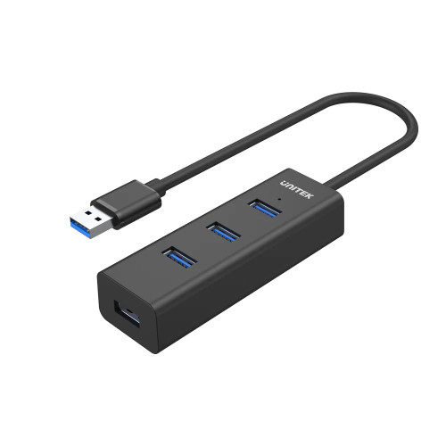USB хъб Unitek USB3.0 HUB, 4 порта, 1.2m, AUX USB-C Power Input, Y-3089V01
